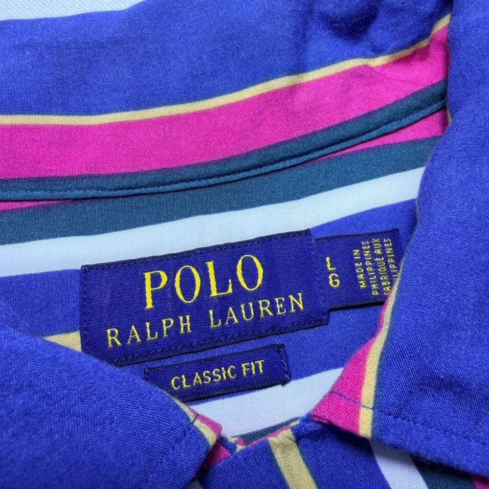 Polo Ralph Lauren Men Large Classic Fit Viscose Camp Resort Multi Striped‎ Shirt